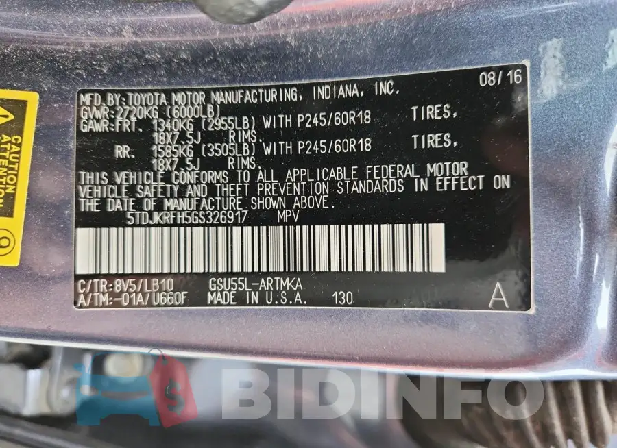 5TDJKRFH5GS326917 Photo# 13