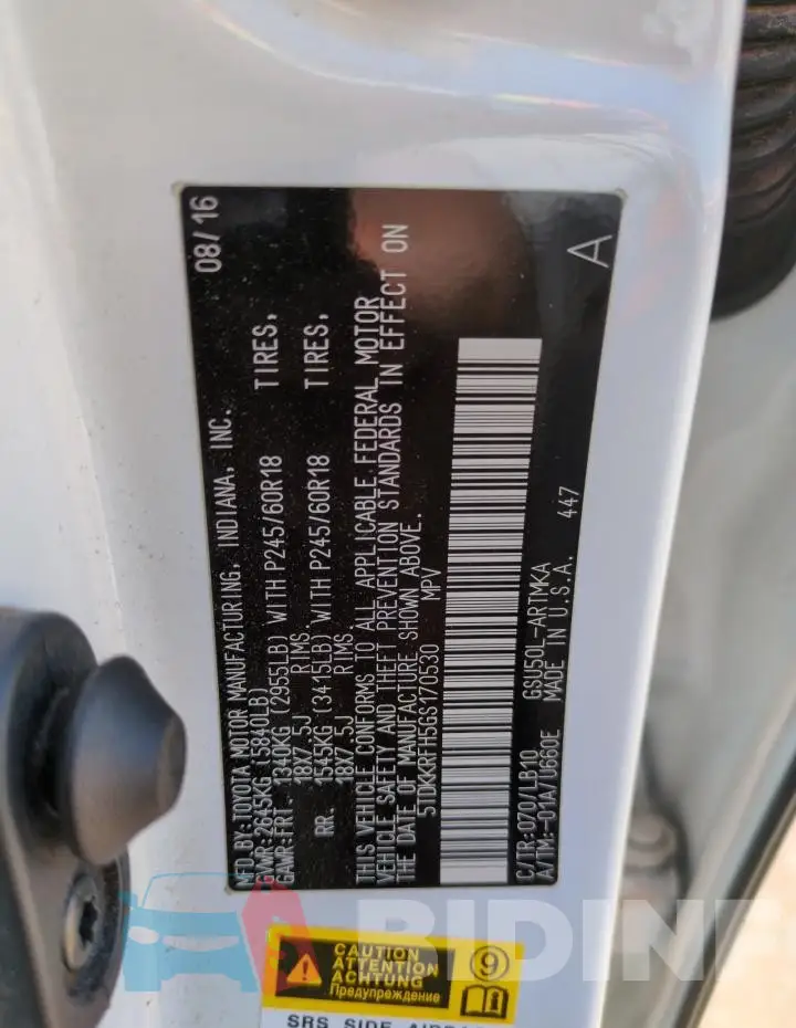 5TDKKRFH5GS170530 Photo# 14