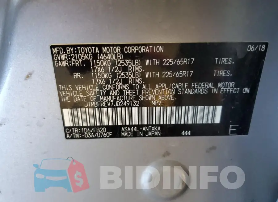 JTMBFREV7JD249132 Photo# 14