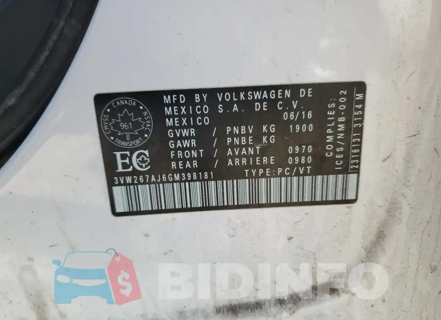 3VW267AJ6GM398181 Photo# 12