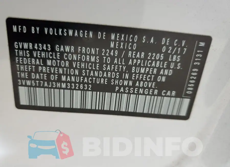 3VW5T7AJ3HM332632 Photo# 13