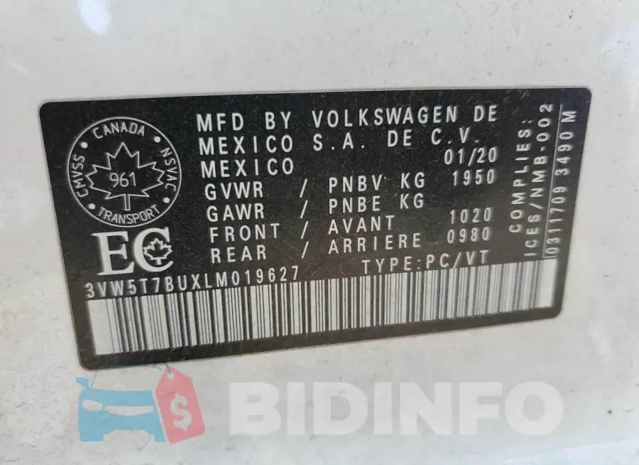 3VW5T7BUXLM019627 Photo# 13