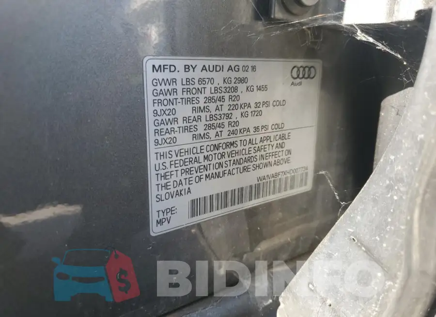 WA1VABF7XHD007734 Photo# 12