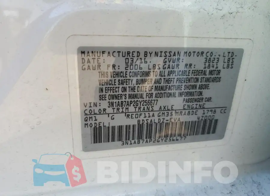 3N1AB7AP2GY256677 Photo# 13