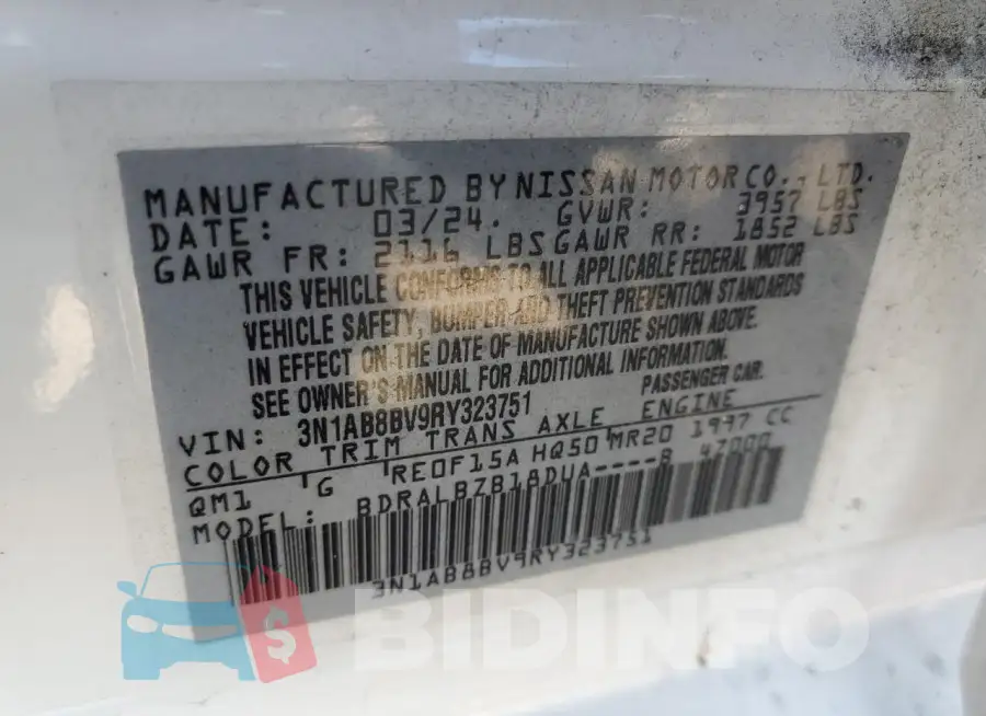 3N1AB8BV9RY323751 Photo# 12