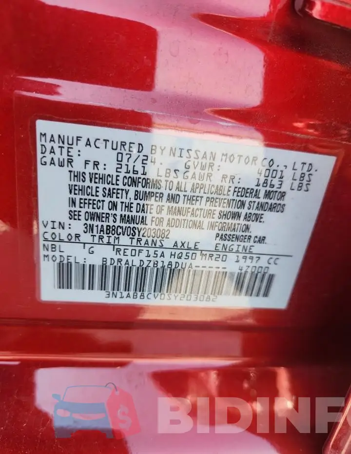 3N1AB8CV0SY203082 Photo# 12