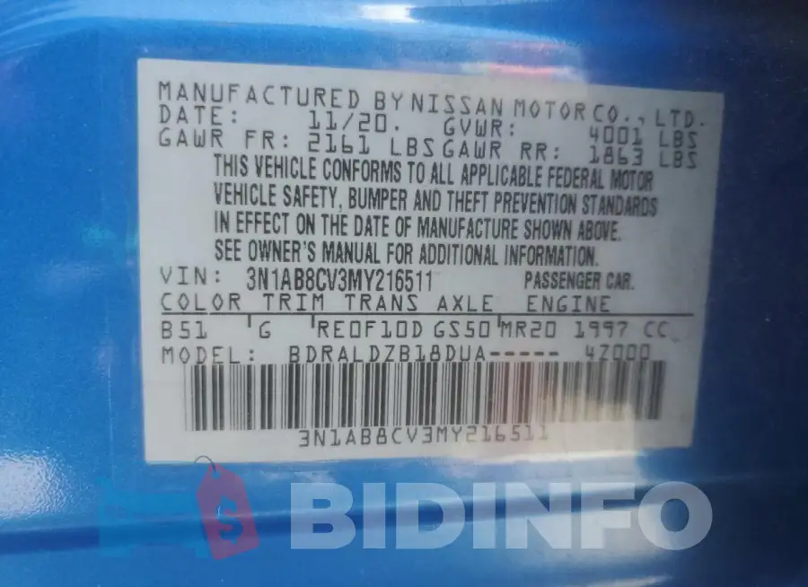 3N1AB8CV3MY216511 Photo# 12