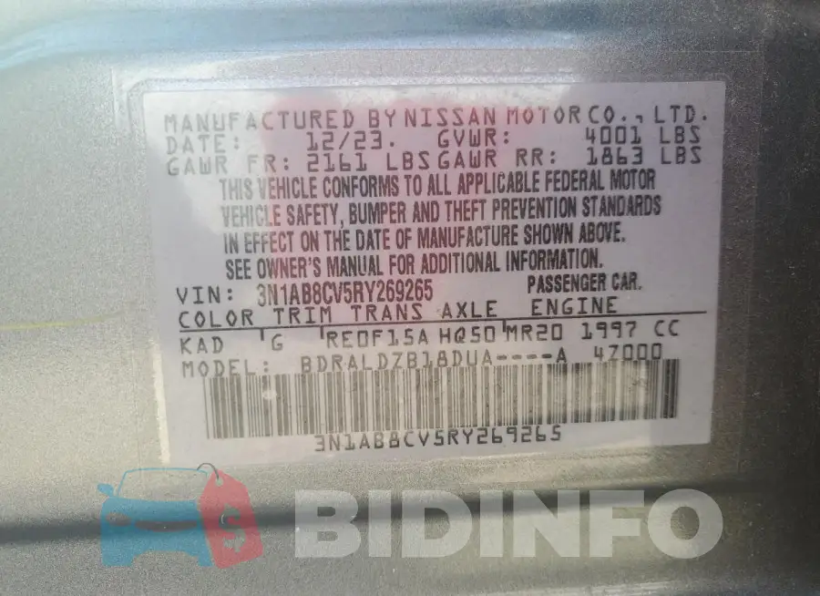3N1AB8CV5RY269265 Photo# 12