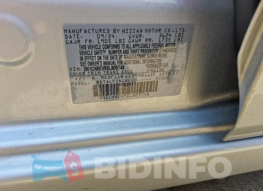 3N1CN8EV9SL809748 Photo# 12