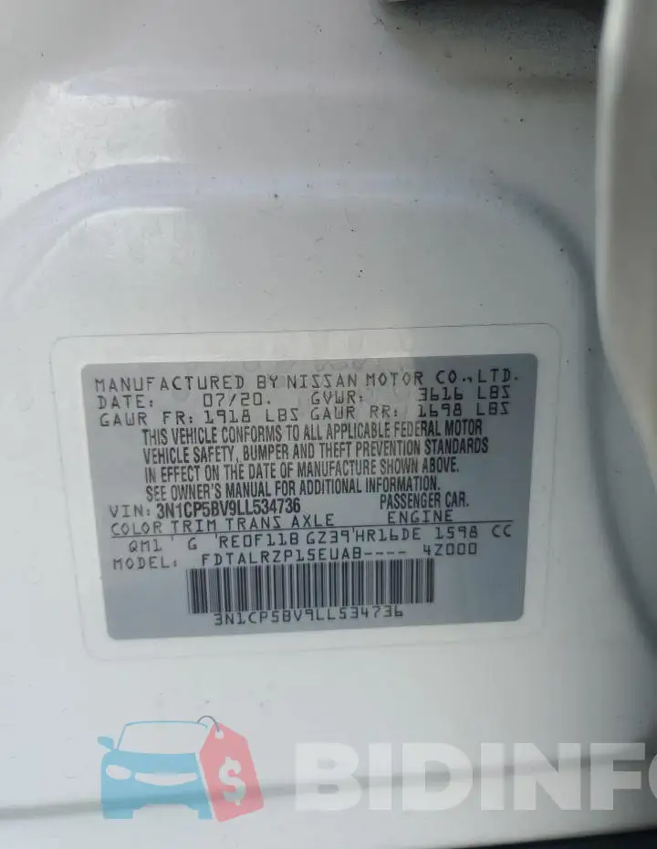 3N1CP5BV9LL534736 Photo# 13