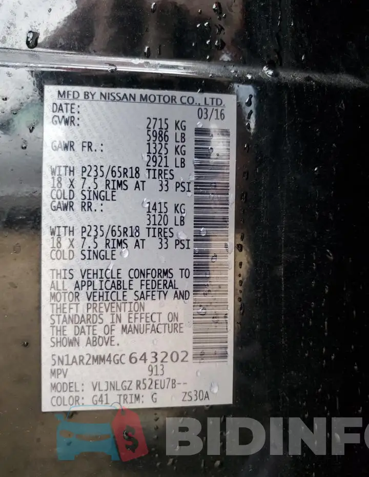 5N1AR2MM4GC643202 Photo# 13