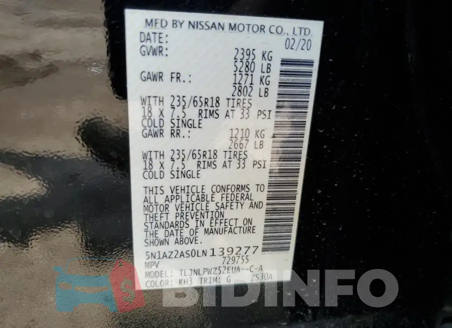 5N1AZ2AS0LN139277 Photo# 12