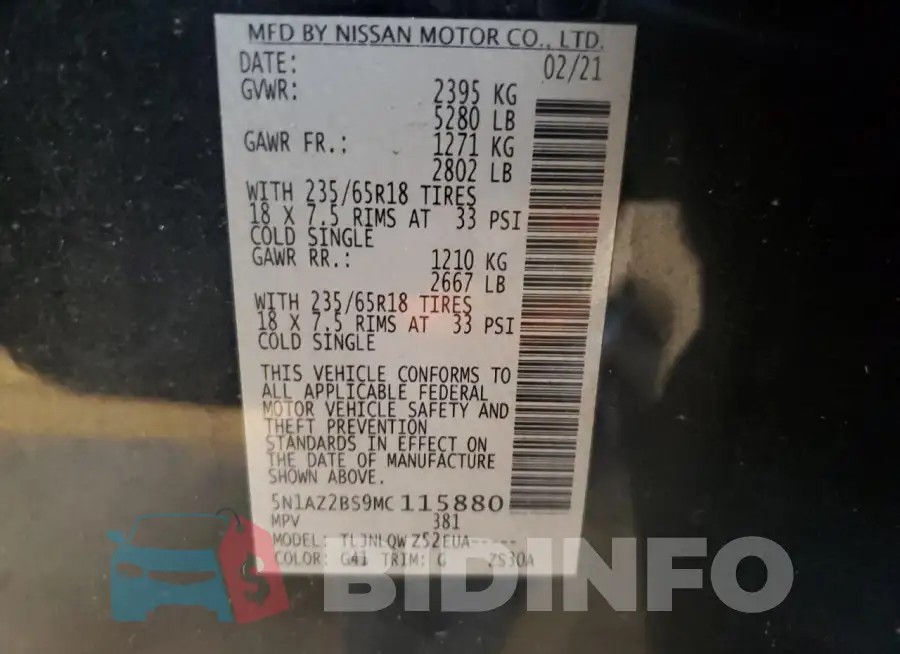 5N1AZ2BS9MC115880 Photo# 12