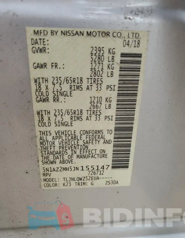 5N1AZ2MH5JN155147 Photo# 13