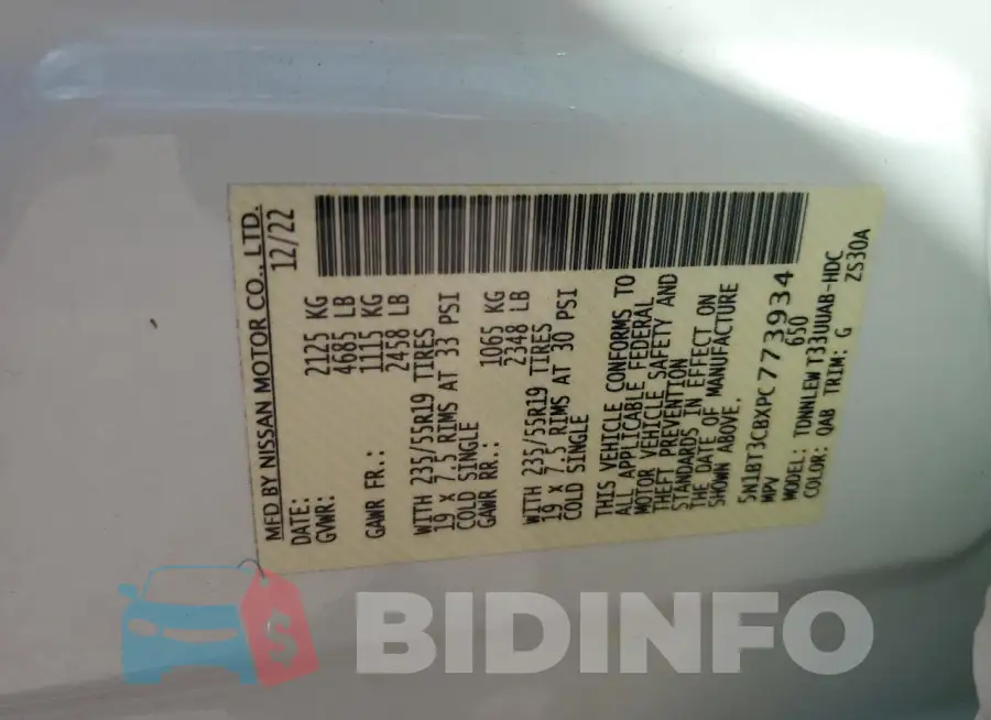 5N1BT3CBXPC773934 Photo# 13