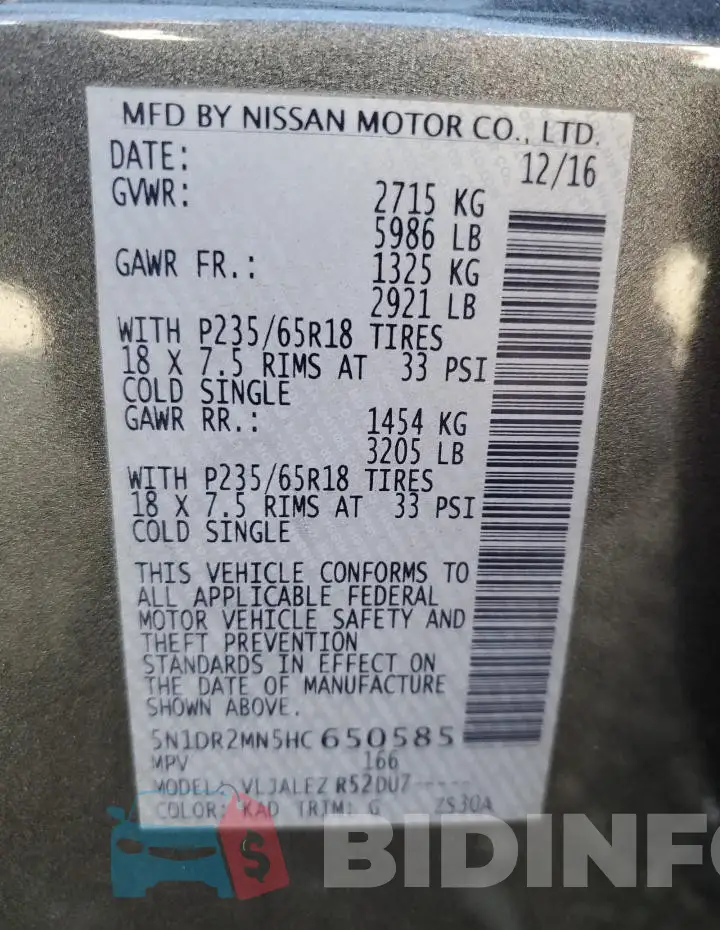 5N1DR2MN5HC650585 Photo# 14