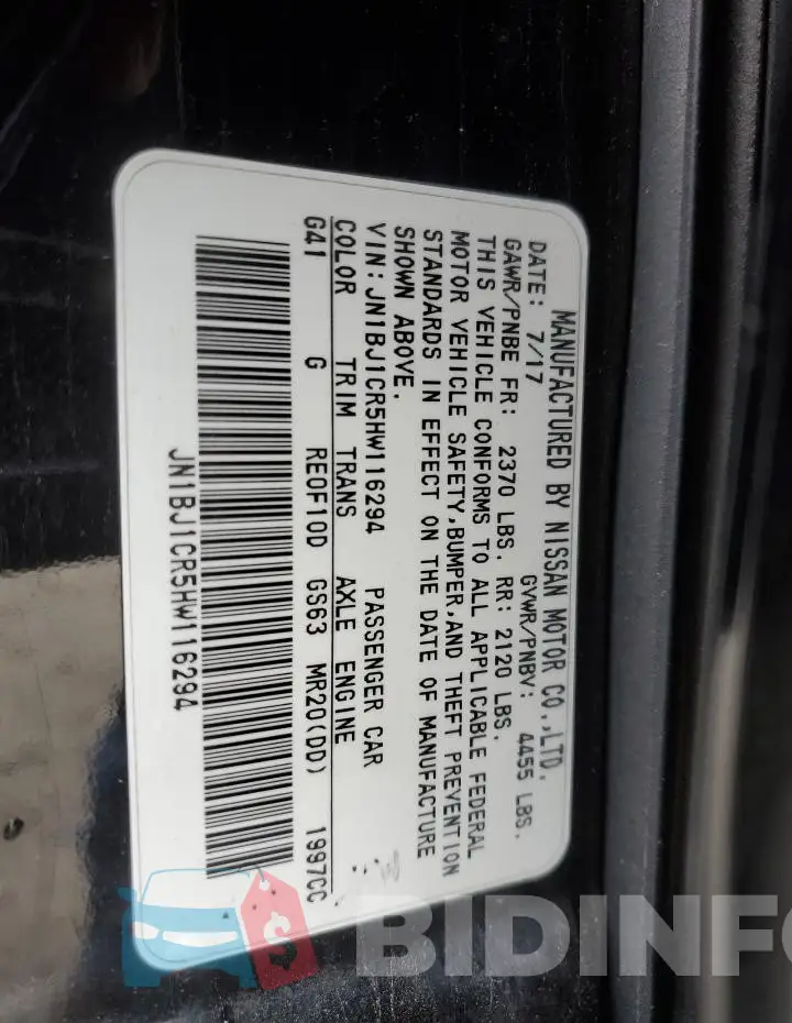 JN1BJ1CR5HW116294 Photo# 13