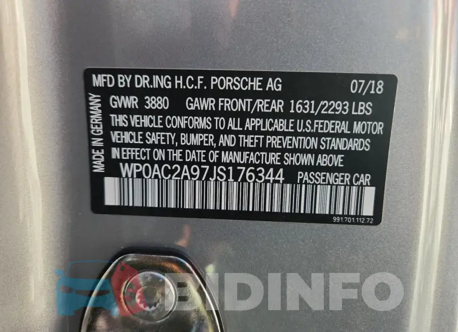 WP0AC2A97JS176344 Photo# 13