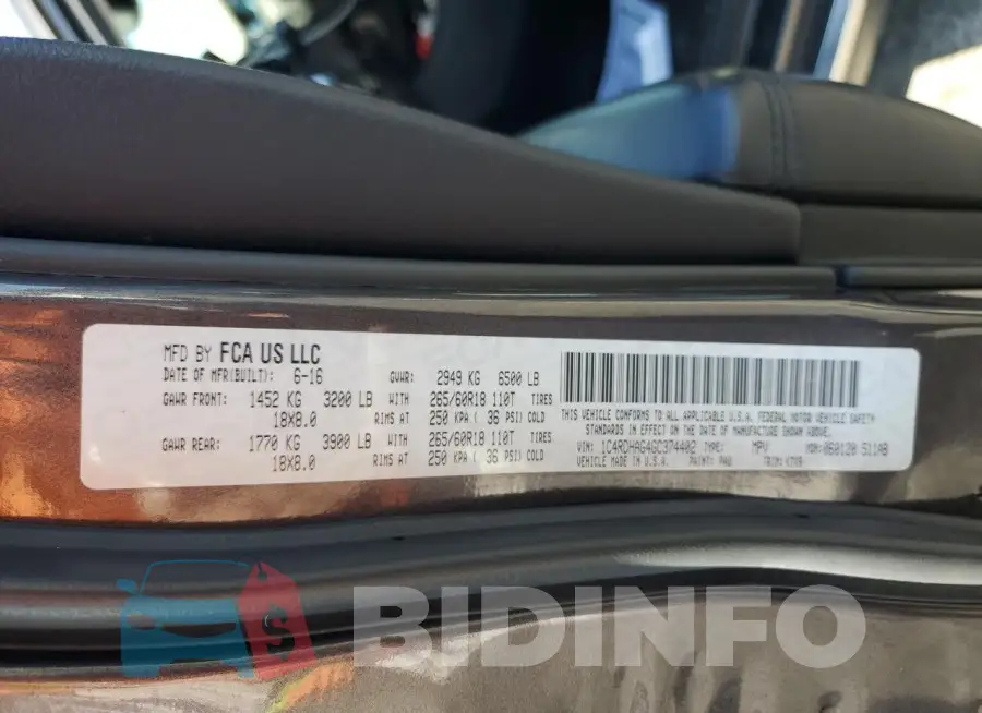 1C4RDHAG4GC374402 Photo# 13