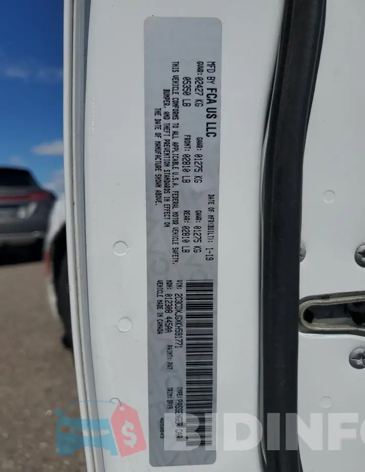 2C3CDXJGXKH591771 Photo# 12