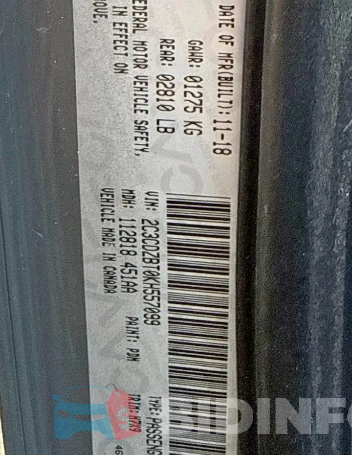 2C3CDZBT0KH557099 Photo# 10
