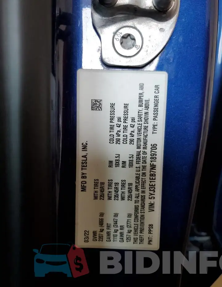 5YJ3E1EB7NF189706 Photo# 12