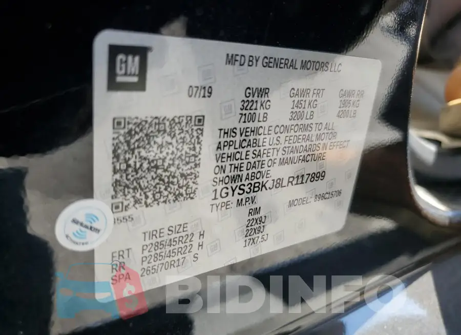 1GYS3BKJ8LR117899 Photo# 14