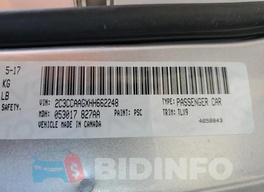 2C3CCAAGXHH662248 Photo# 12