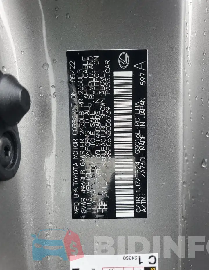 JTHG85EC6N5006739 Photo# 12