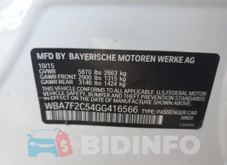 WBA7F2C54GG416566 Photo# 12