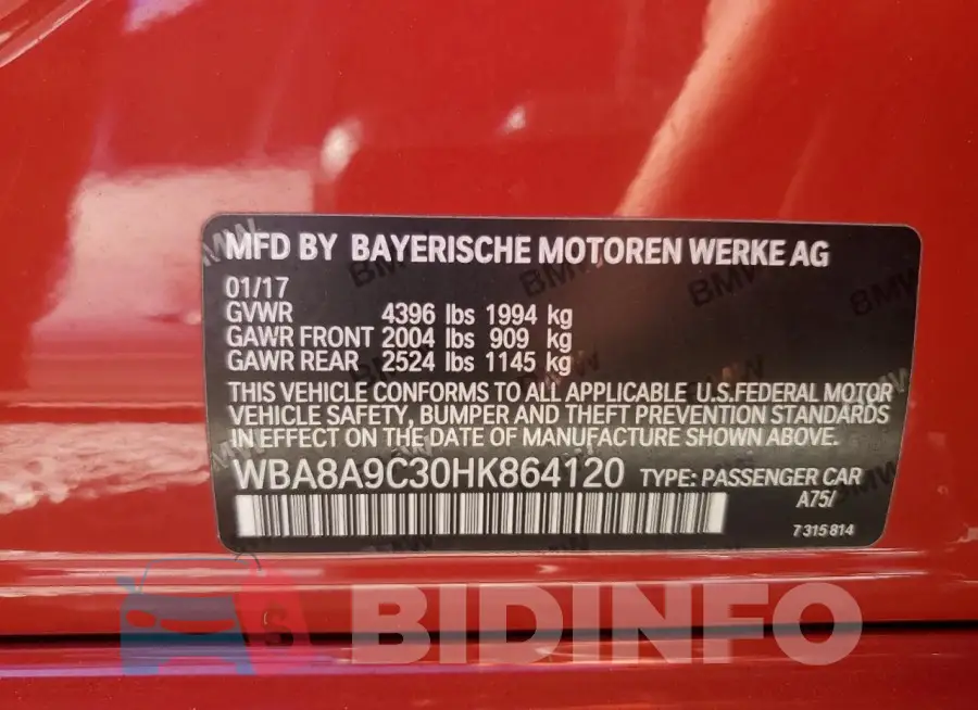 WBA8A9C30HK864120 Photo# 12