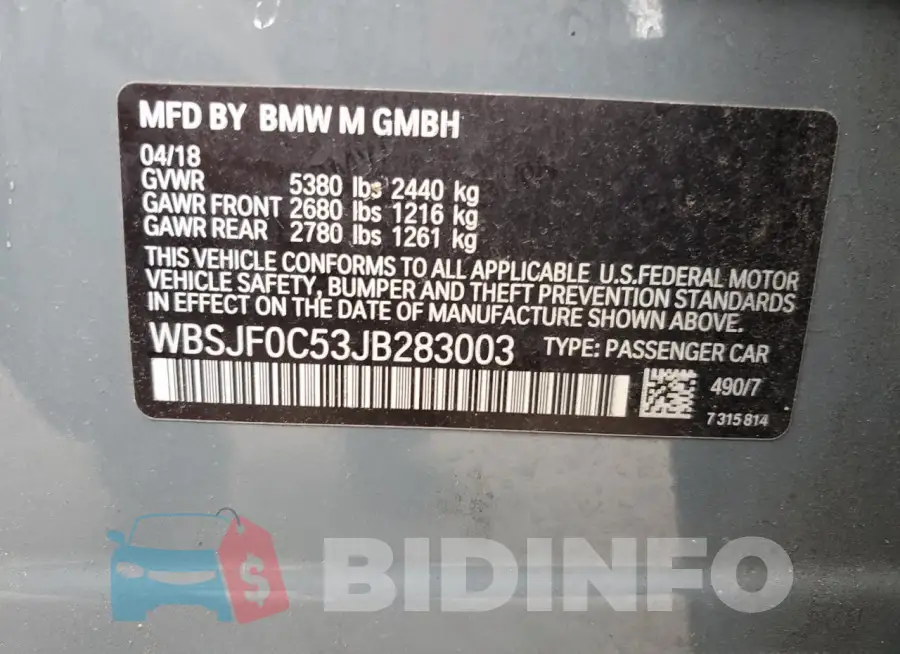 WBSJF0C53JB283003 Photo# 12