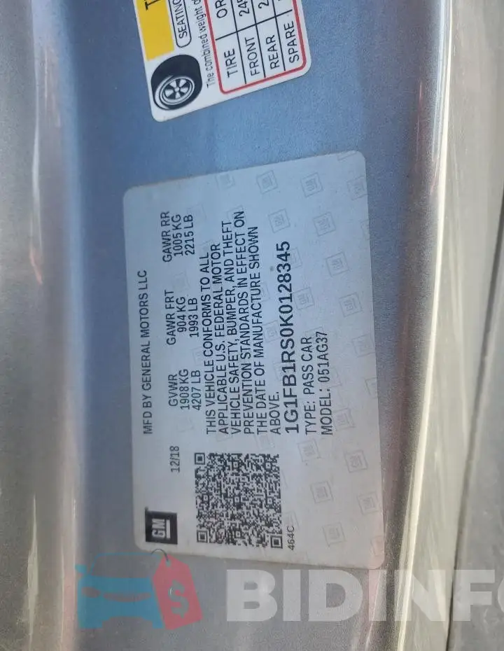 1G1FB1RS0K0128345 Photo# 12