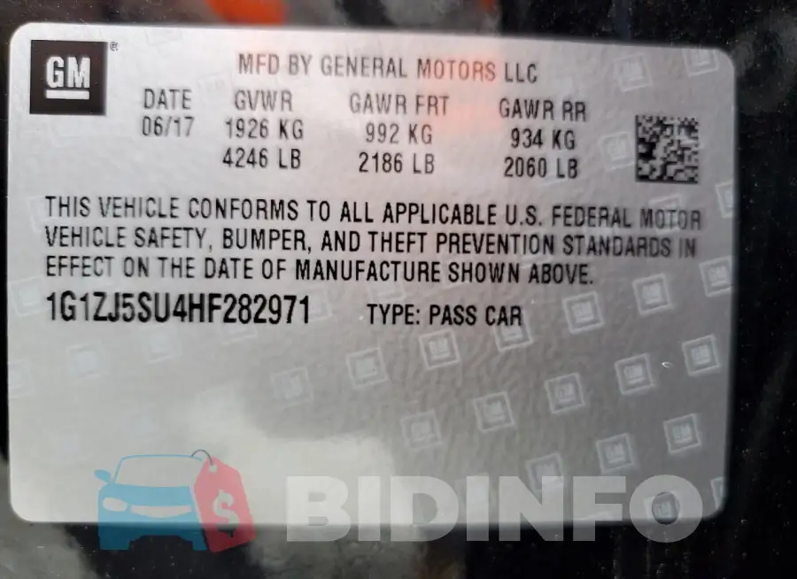 1G1ZJ5SU4HF282971 Photo# 13