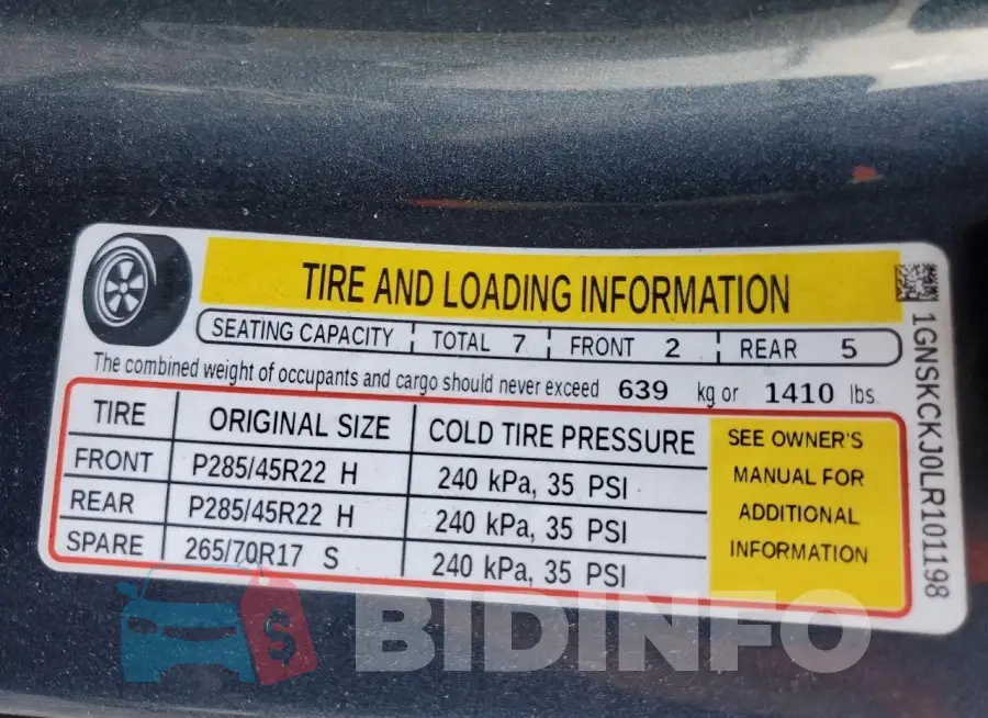 1GNSKCKJ0LR101198 Photo# 13