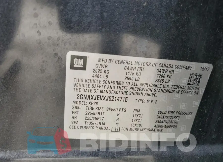 2GNAXJEVXJ6214715 Photo# 13