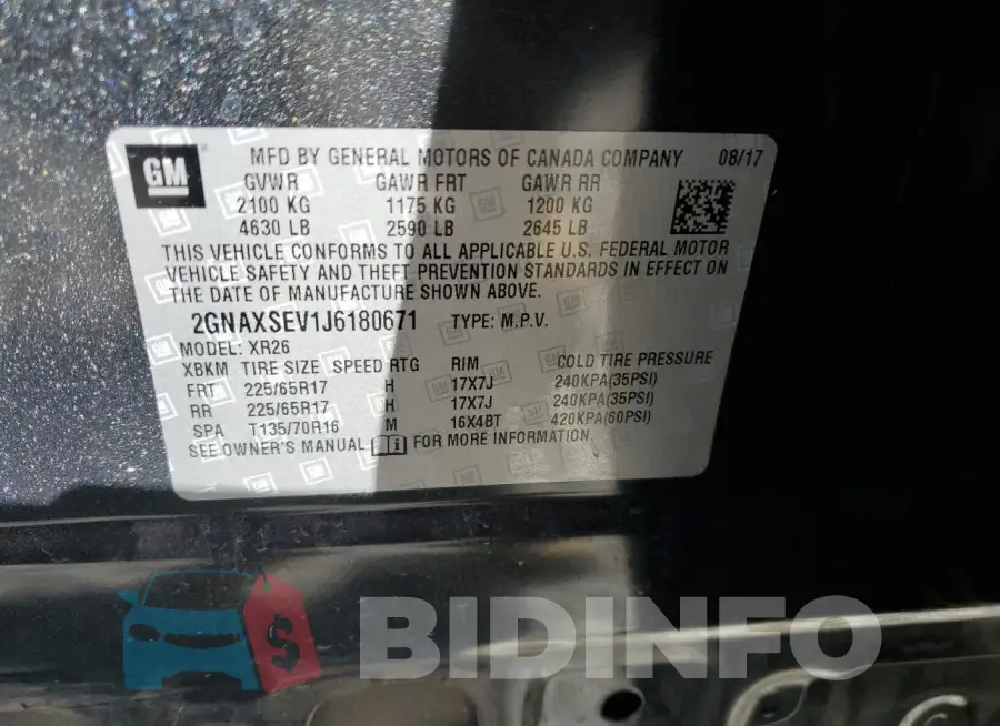 2GNAXSEV1J6180671 Photo# 13