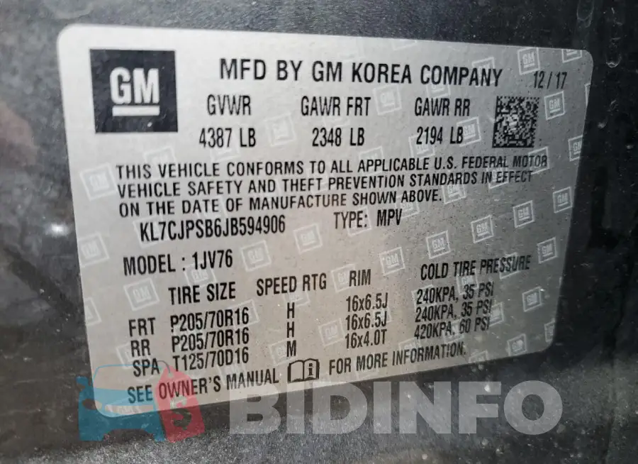 KL7CJPSB6JB594906 Photo# 13