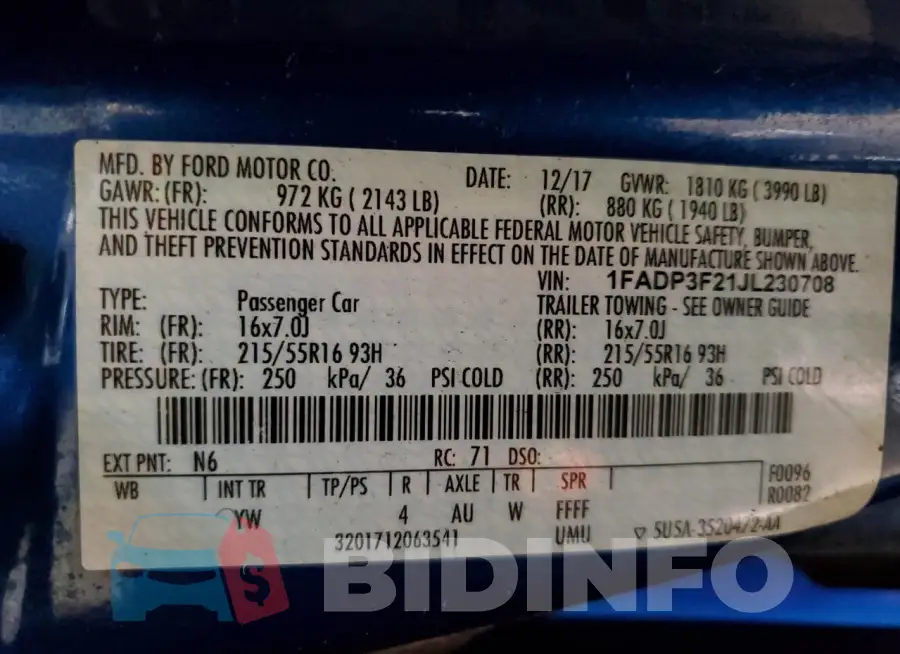 1FADP3F21JL230708 Photo# 12