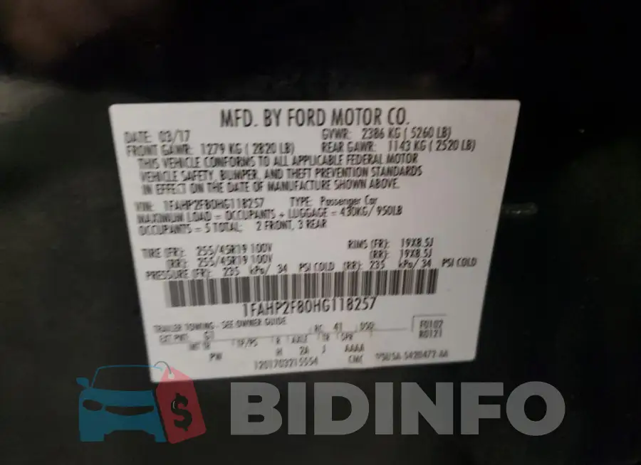1FAHP2F80HG118257 Photo# 12