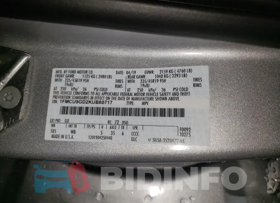 1FMCU9GD2KUB80717 Photo# 13
