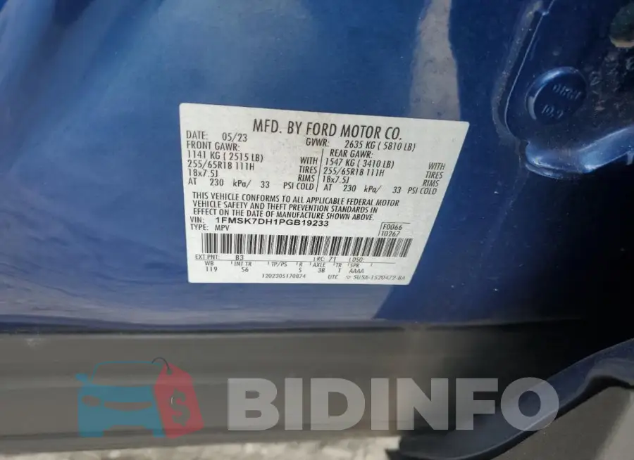 1FMSK7DH1PGB19233 Photo# 13