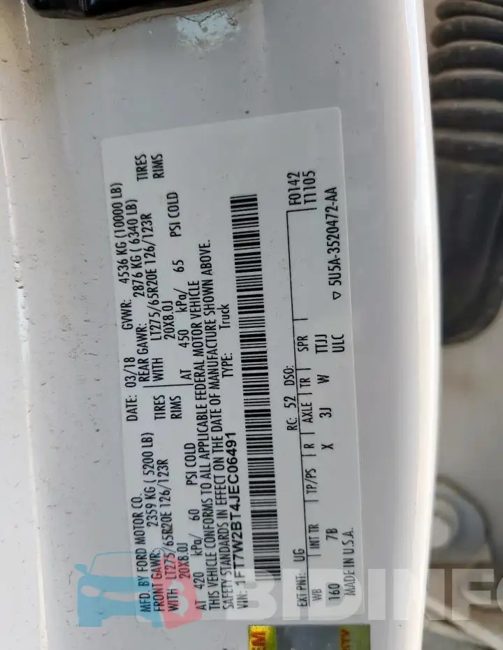 1FT7W2BT4JEC06491 Photo# 13