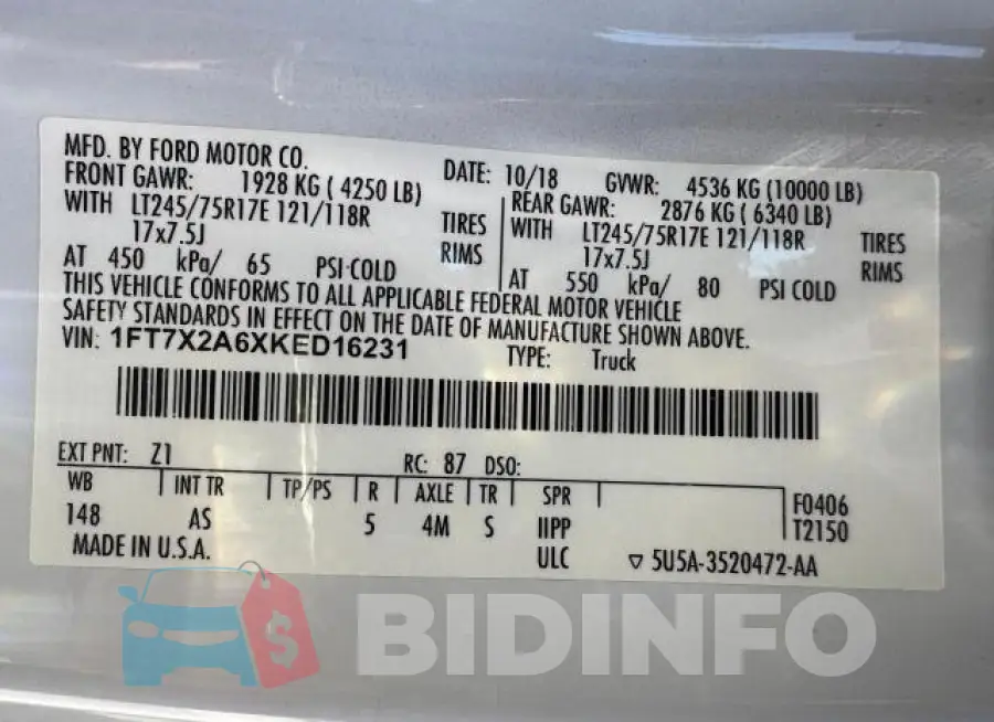 1FT7X2A6XKED16231 Photo# 15