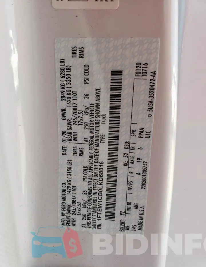 1FTEW1CB0LKD68016 Photo# 12