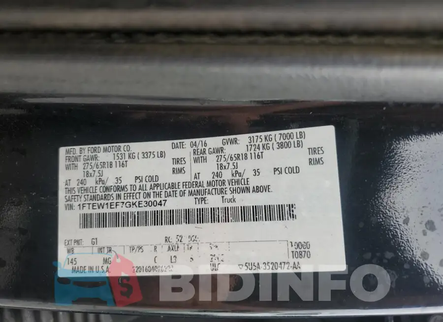 1FTEW1EF7GKE30047 Photo# 12