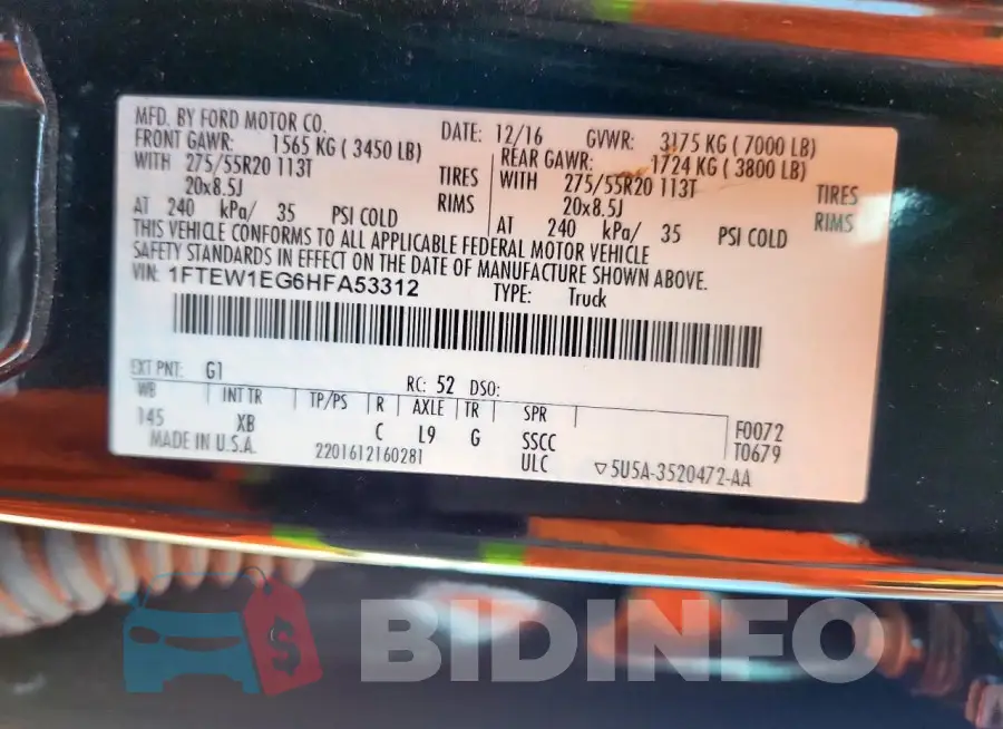 1FTEW1EG6HFA53312 Photo# 13