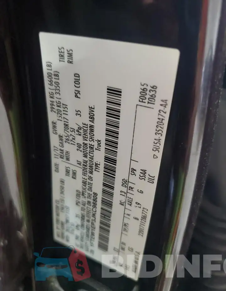 1FTEW1EP3JKC98808 Photo# 12