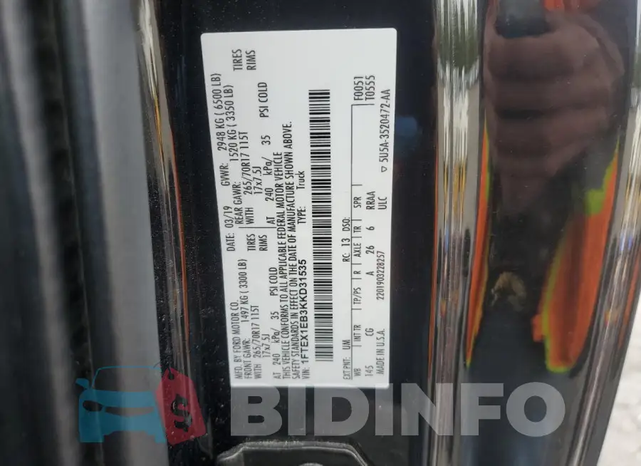 1FTEX1EB3KKD31535 Photo# 12
