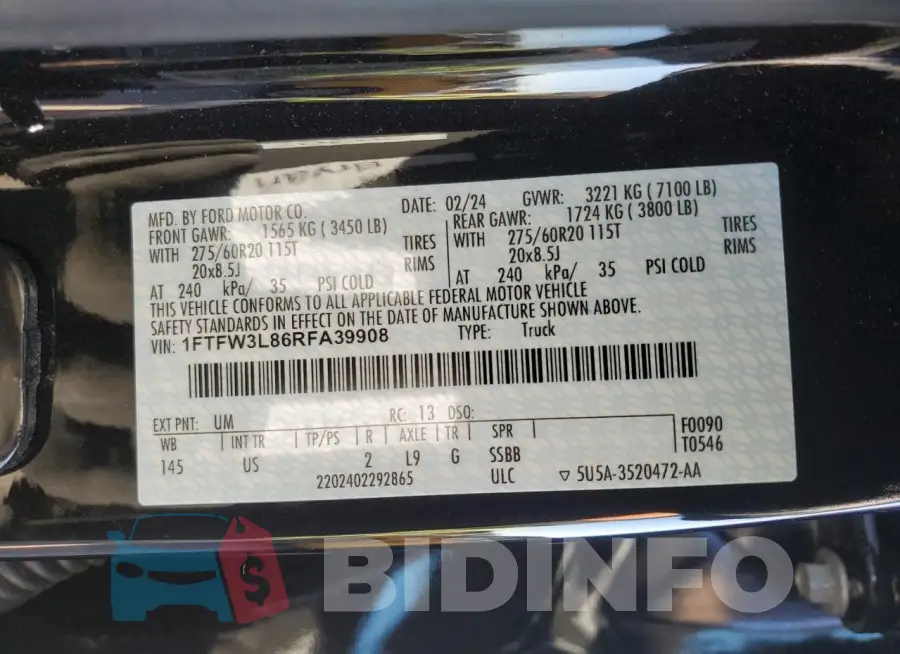 1FTFW3L86RFA39908 Photo# 13